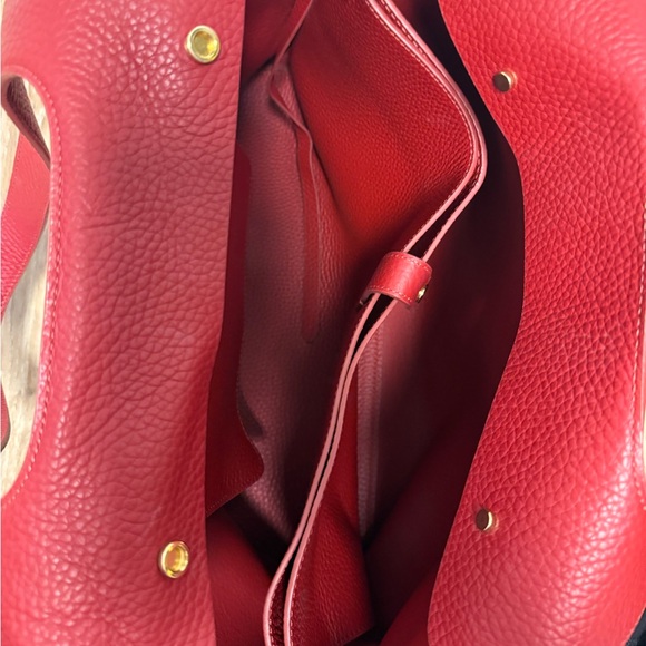 Cuyana Classic Structured Tote Large Red Pebbled Leather Minimalist Bag - Picture 14 of 16